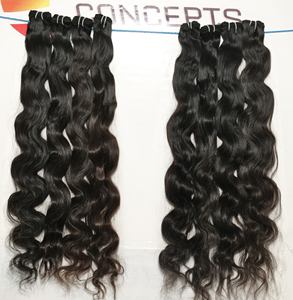 Extensiones de cabello humano natural ondulado al por mayor a precio de fábrica extensiones Remy indio con cutícula alineada y brillo natural ondulado Doble - Product Image 1