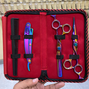 Ensemble de ciseaux de coiffure professionnels en acier inoxydable de haute qualité, 4 pièces, durables, multicolores, outils de coiffure - Product Image 2