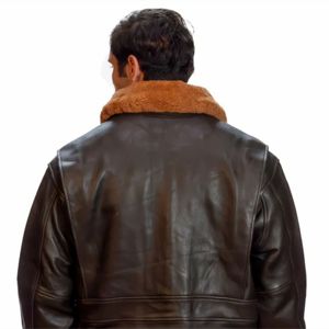 Chaqueta de vuelo de cuero Premium para hombre con Cuello de piel extraíble y estilo aviador clásico, ideal para clima frío y uso al aire libre - Product Image 3