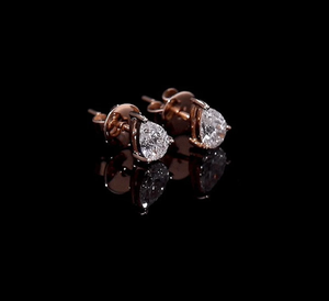 10k Or Massif Poire Coupe Écologique Laboratoire Cultivé Diamant Boucles D'oreilles Vis Retour Boucles D'oreilles Lab Diamant Halo Boucles D'oreilles CVD Dia - Product Image 4