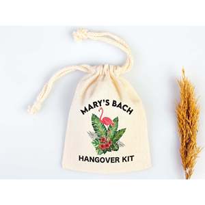 Custom Name Flamingo <b>Hangover</b> <b>Kit</b> Cotton Bags Party <b>Recovery</b> Bags with Personalized Flamingo Design - Product Image 6