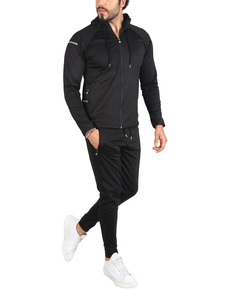 Ensemble de survêtement 2 pièces pour homme avec logo personnalisé, coupe ajustée, respirant, séchage rapide, streetwear d'automne, en coton - Product Image 4