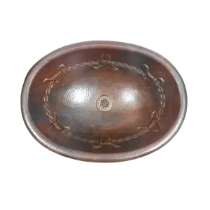 Fregadero de cobre de alta demanda de calidad duradera con diseño martillado utilizado para el uso de la cocina de hogares y restaurantes - Product Image 3