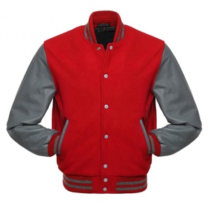 New Stylish Varsity Bomber <b>Jacket</b> Wool Body <b>Leather</b> Sleeves Embroidered Design Varsity <b>Jacket</b> for Men Genuine <b>Leather</b> Sleeves - Product Image 1