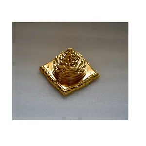 BLESSED & ENERGIZED SHRI SRI MERU YANTRA IN PURE BRASS AND GOLD POLISHED-FOR SPIRITUAL POWERS