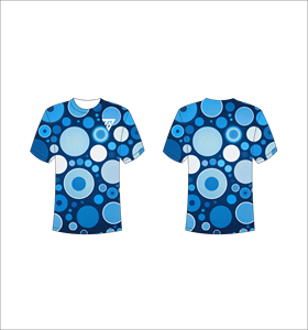 T-shirt pour homme à motif de points bleus, manches courtes, col rond, coupe décontractée, 100% polyester tricoté, séchage rapide - Product Image 1