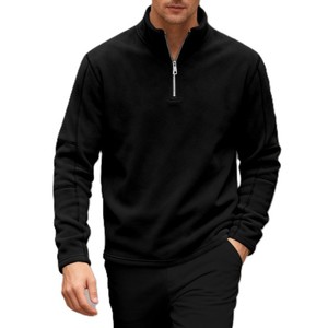 Sweat-shirt à capuche tendance pour homme, col montant, demi-zip, en molleton, coupe ample, pour l'hiver, sweat-shirt transfrontalier, personnalisable OEM - Product Image 4