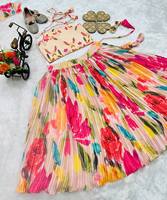 Lehenga Choli Anak Perempuan Bahan Sutra Chinon Tebal, Anti Kusut, Bolak-Balik, Cepat Kering, Lembut, Bermotif, untuk Pesta