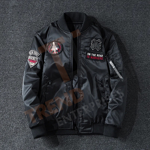 Chaqueta Bomber para Hombre, Abrigo Cortavientos de Otoño Invierno con Cuello Alto y Bordado de Letras - Product Image 1