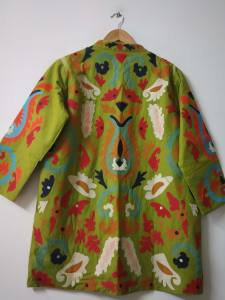 Veste brodée verte manteau matelassé indien fait à la main pardessus avant dames ouvert Long manteau ethnique Boho veste, Kimono Unique - Product Image 5