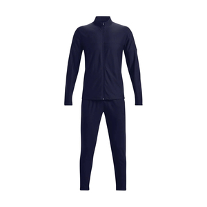 Men's Navy Blue Full <b>Zip</b> Tracksuit Solid Color Polyester Casual Jogging Suit Regular Fit Autumn Wear - Product Image 1
