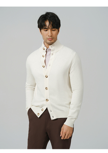 Cardigan pour homme en tissu de coton tricoté, design classique, fermeture à boutons, style populaire, col rabattu, pulls cardigan - Product Image 2