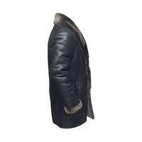 Veste manteau noir en cuir de mouton véritable OEM 100% pour hommes veste en cuir de fourrure de mouton chaude d'hiver pour hommes