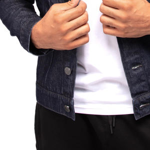 Chaqueta de Mezclilla Moderna para Hombre, Corte Ajustado, Lavado Oscuro, Algodón, Estilo Urbano, Transpirable, Invierno, Logotipo Frontal, Servicio OEM - Product Image 5