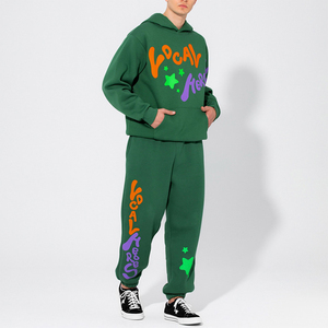 Chándal Unisex de dos piezas para gimnasio, pantalones de chándal acampanados con estampado 3D de alta calidad, Sudadera con capucha, borde cortado con dobladillo crudo, transpirable, ecológico - Product Image 3