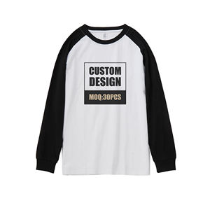 Streetwear Heavyweight 250 GSM Custom <b>Men's</b> Raglan <b>Long</b> <b>Sleeve</b> <b>White</b> Black 100% Cotton Blank T-shirts Loose fit for <b>Men</b> Unisex - Product Image 1
