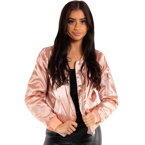 Meilleures vestes bomber d'hiver pour femmes sur mesure de haute qualité, modèle élégant et tendance, vente en gros, vestes universitaires en satin pour femmes - Product Image 6