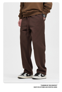 Pantalones de chándal negros de pierna ancha para hombre, pantalones de chándal de ajuste relajado con pretina ajustable para entrenamiento, estilo informal y callejero - Product Image 3