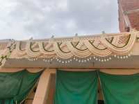 Toran Bunga Melati dari Kain dengan Lotus Kayu Sola |   Karangan Bunga Gantung Pintu India |   Dekorasi Pernikahan & Festival India Selatan