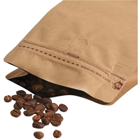 Sacs de kit café en papier kraft et feuille d'aluminium, personnalisés, avec fenêtre en plastique PET et fermeture à anneau, pour 100/250/340/500 grammes, pour café et lait