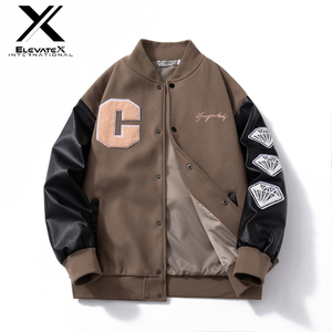 Veste universitaire OEM de haute qualité pour hommes, hiver, chaud, nouveau patch en chenille, broderie, manches en cuir de baseball et lettrage en toile - Product Image 1