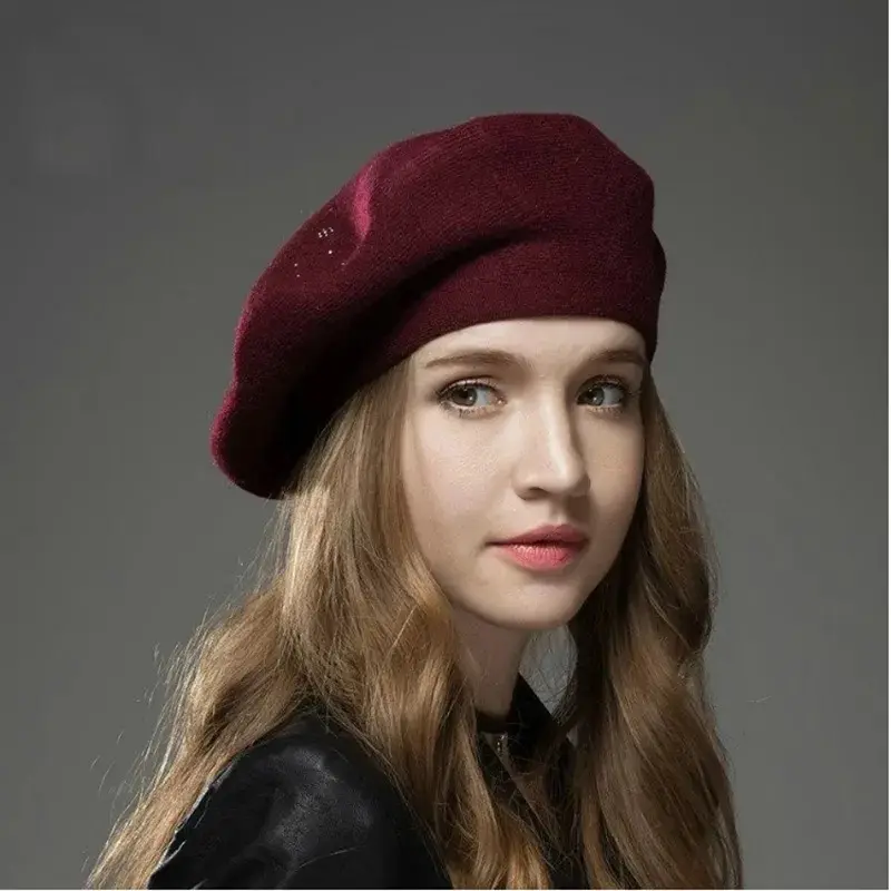 Vrouw Dame Wolvilt Baret Mannen Vrouwen Uniform Training Cap Baret Hoed Voor Vrouwen