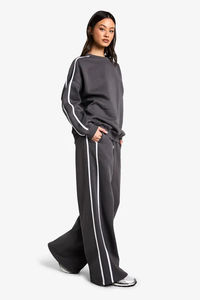 Women's Custom Soft Touch Sweatpants Tall Side Stripe <b>Wide</b> <b>Leg</b> <b>Joggers</b> Straight <b>Leg</b> Pants Trouser-Wholesale Customizable Solid - Product Image 3