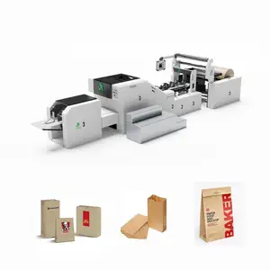 Automatic Square Bottom Sheet Feeding Kraft Die Cut Handle Paper Bag Pasting Folding Making Machine Low Price for Home