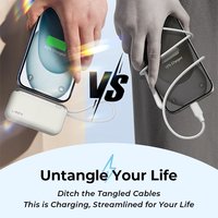 LISEN Diseño popular Cable USB C incorporado 10000mAh Mini banco de energía 22,5 W Cargador portátil Lápiz labial Batería para viajes al aire libre