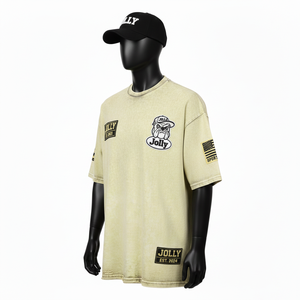 Camiseta 100% algodón para hombre, corte holgado, estampada, estilo streetwear, tela de algodón lavada al ácido, logotipo personalizado con estampado de parche - Product Image 4