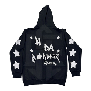 Sudadera con cremallera completa Unisex, Sudadera con capucha gráfica de estrella de algodón 100%, jersey de moda gótica de Hip Hop para hombre con patrón sólido al por mayor - Product Image 3