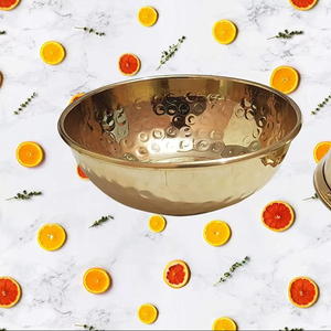 Bol en laiton de luxe bol en métal décoratif fait à la main pour centre de table à manger à la maison et décoration festive - Product Image 1