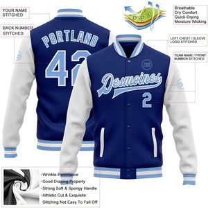 Vestes d'université brodées sur mesure OEM col montant sportif manches en cuir mélangé de laine Letterman pour les équipes d'étudiants commandes en gros - Product Image 1