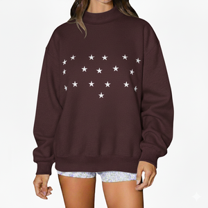 Sudadera Larga Extra Grande para Mujer, Cuello Alto Simulado, Otoño Invierno, Informal, Holgada, Estilo Urbano, para un Look Diario Cómodo - Product Image 1