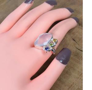 Pink <b>Rose</b> <b>Quartz</b> 925 Sterling Silver Natural Multi Gemstone <b>Ring</b> For Birthday Gift Handmade Silver <b>Ring</b> - Product Image 4
