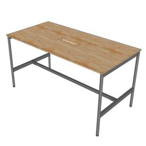 OMA II HBOM219 System-Industrial Style Standing Conference <b>Table</b> 200x100x105cm Rubber Wood & Iron Legs Oval MDF <b>Office</b> Furniture - Product Image 3