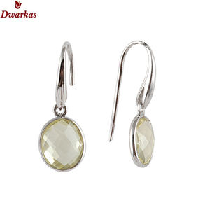 Fabricant vente en gros de boucles d'oreilles classiques en argent sterling 925 avec pierres précieuses quartz citron boucles d'oreilles pour femmes - Product Image 1
