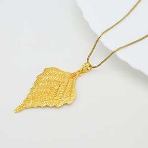 Latest Demanding Gold Plated Pendant Necklace Boho Brass Jewelry For Women 18k Gold Plated Filigree Leaf Wholesale For Women - Product Image 6