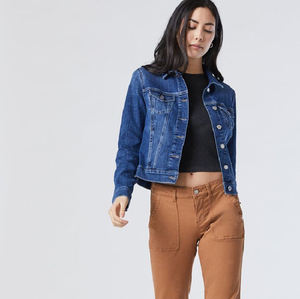 Veste en jean multicolore décontractée pour femmes Streetwear d'été à séchage rapide avec décoration de bouton étiquette personnalisée confortable - Product Image 5