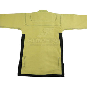 Uniforme de BJJ Amarillo Unisex para Artes Marciales con Ribete Negro, Cinturón con Logotipo Frontal, Transpirable, Ligero, de Secado Rápido, Poliéster/Algodón - Product Image 5