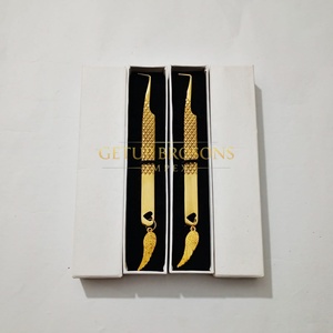 Pince à épiler japonaise GETUP BROSONS IMPEX de haute qualité, anti-magnétique, durable, avec pointe de 10 mm en diamant plaqué or à 90 degrés - Product Image 3