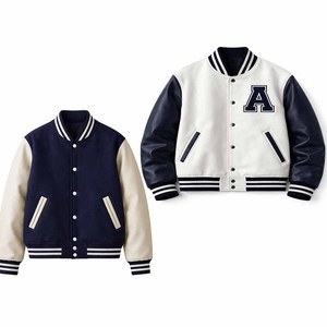 Veste universitaire en cuir noir de luxe sur mesure pour hommes avec col mandarin Doublure en laine respirante Style de rue haut de gamme Logo avant - Product Image 5