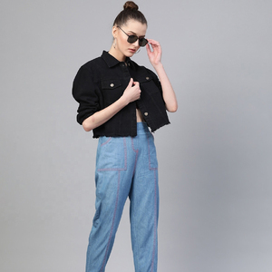 Veste en jean décontractée à manches longues pour femmes respirante chaude élégante coton personnalisé rempli dernière conception OEM teinte unie - Product Image 6