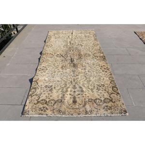 Vintage 4.2x8.6 ft Area Rug, Turkish Rug, <b>Brown</b> Camouflage Rug - Product Image 1