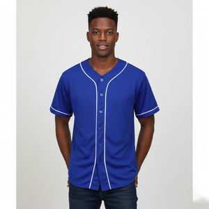 Maillot de baseball OEM 100 % polyester pour homme adulte, uniformes de softball personnalisés, couleur unie, imprimé, respirant, grandes tailles - Product Image 1