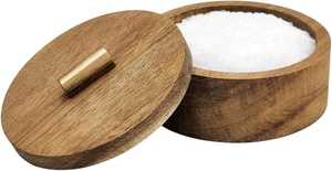 Boîte à sel en bois de qualité supérieure avec couvercle élégant, faite à la main, organisateur de condiments de cuisine, étanche, compatible lave-vaisselle, lavage à la main recommandé - Product Image 4