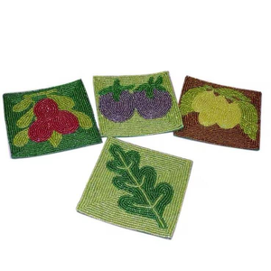 Sous-verres perlés, décoration en perles de rocaille, tapis à boisson brodés, accessoires de maison bohèmes, vaisselle unique - Product Image 4