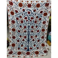 Suzani broderie à la main Vintage Design coton couverture décorative jeter couvre-lit drap de lit à la main Vintage Design couvre-lit