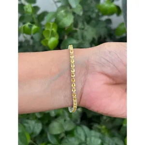 Natural Yellow Sapphire Oval Cut 10 Carat Rhodium Plated Fashion Tennis <b>Bracelet</b> <b>925</b> Sterling <b>Silver</b> Handmade Fine Gemstone - Product Image 6
