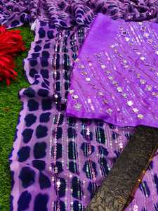 Indian Ethnic Georgette Saree Elegante Banglori Satén Bordado Secuencia Sin costuras Mujeres Blusa de seda Fiesta Ropa informal - Product Image 5